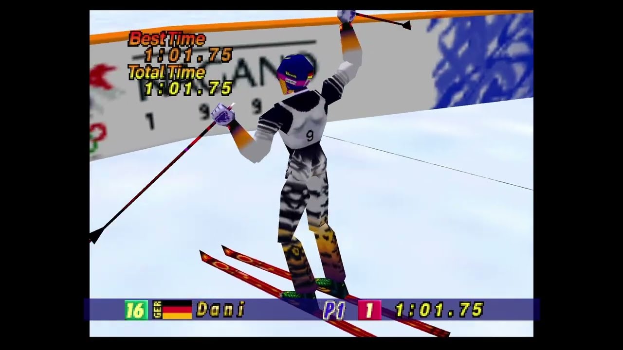 Nagano Winter Olympics ’98 (N64) - Alpine Skiing Downhill - 1:01.75 min