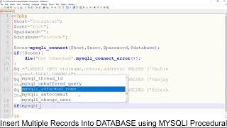php tutorial in hindi part 48 Insert Multiple Records Into DATABASE using MYSQLI Procedural