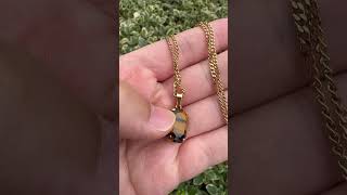 Tigers eye stone with PVD gold stainless steel chain