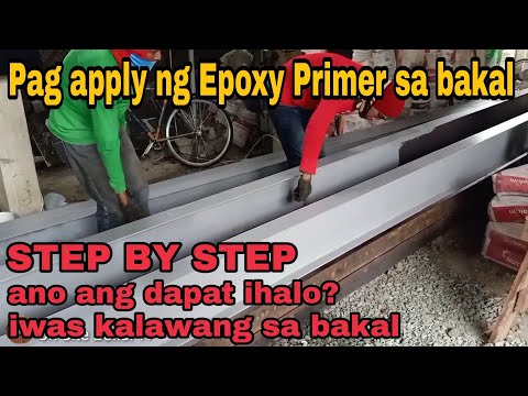 006 Paano mag Pintura ng bakal - epoxy primer -step by step | 2 Storey Project.I-Beams and C-Purlins