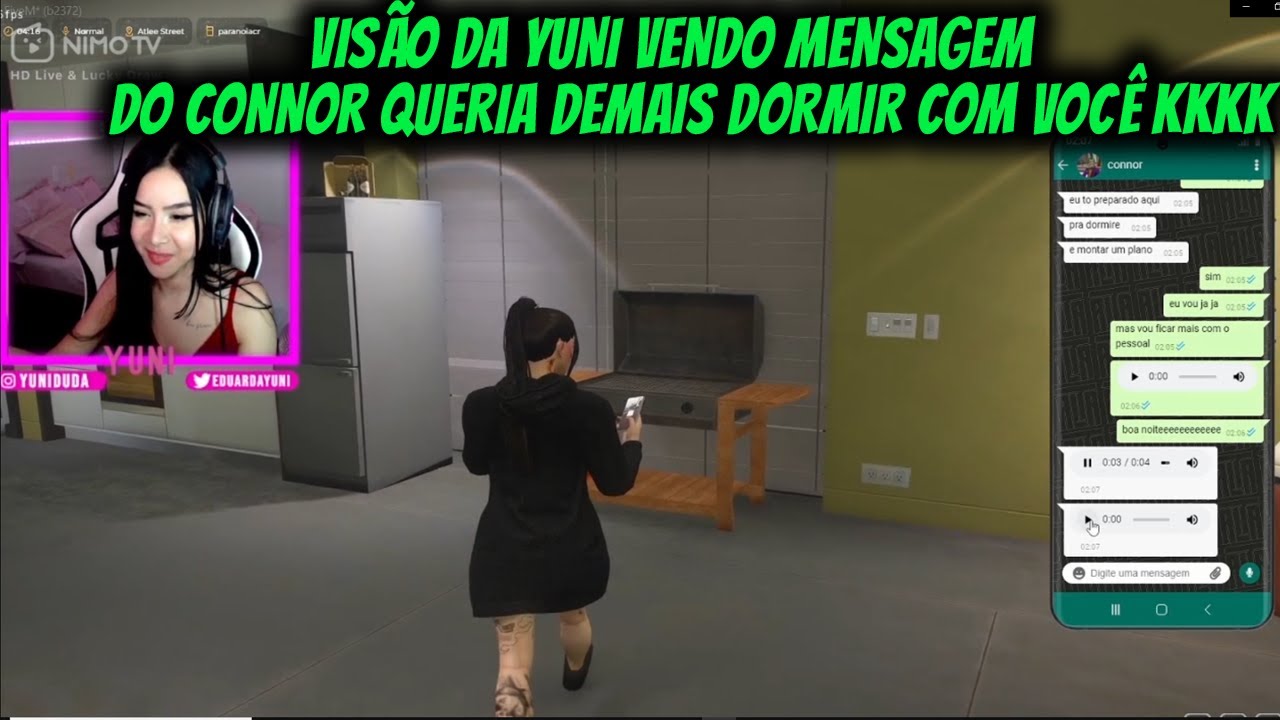 VISÃO DA YUNI VENDO MENSAGEM   DO CONNOR QUERIA DEMAIS DORMIR COM VOCÊ
