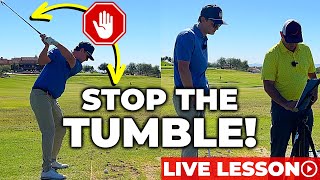 Golf Lesson: Fixing A Laid Off Swing To STOP The Tumble (LIVE)