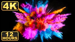 Colorful Powder Explosions! 12 Hours 4K Screensaver with Relaxing Music for Meditation. screenshot 2