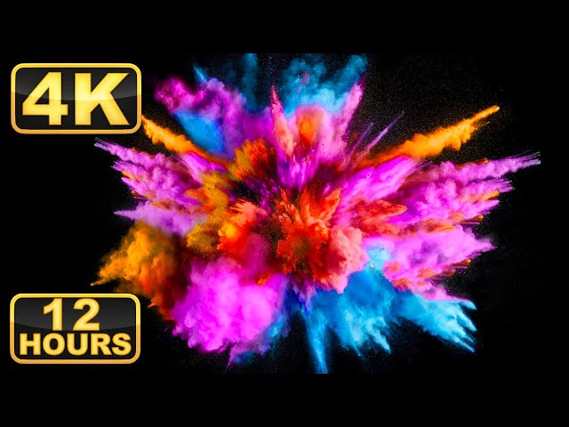 Colorful Powder Explosions! 12 Hours 4K Screensaver with Relaxing Music for  Meditation. 
