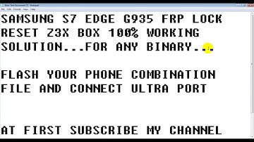 SAMSUNG S7 G935F U5 OR U6 FRP LOCK RESET 8.0  Z3X 100% WORKING SOLUTION UFS MODE