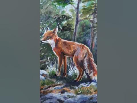 Картина акрилом Лиса. Обзор. Acrylic painting. Fox painting. - YouTube