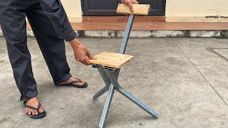 DIY  Great Craftsman's Ideas / Smart Folding 3Legged Chair / Metal Smart Folding Utensils !
