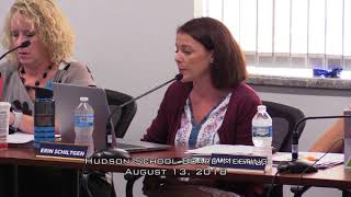 Hudson School Board August 13, 2018