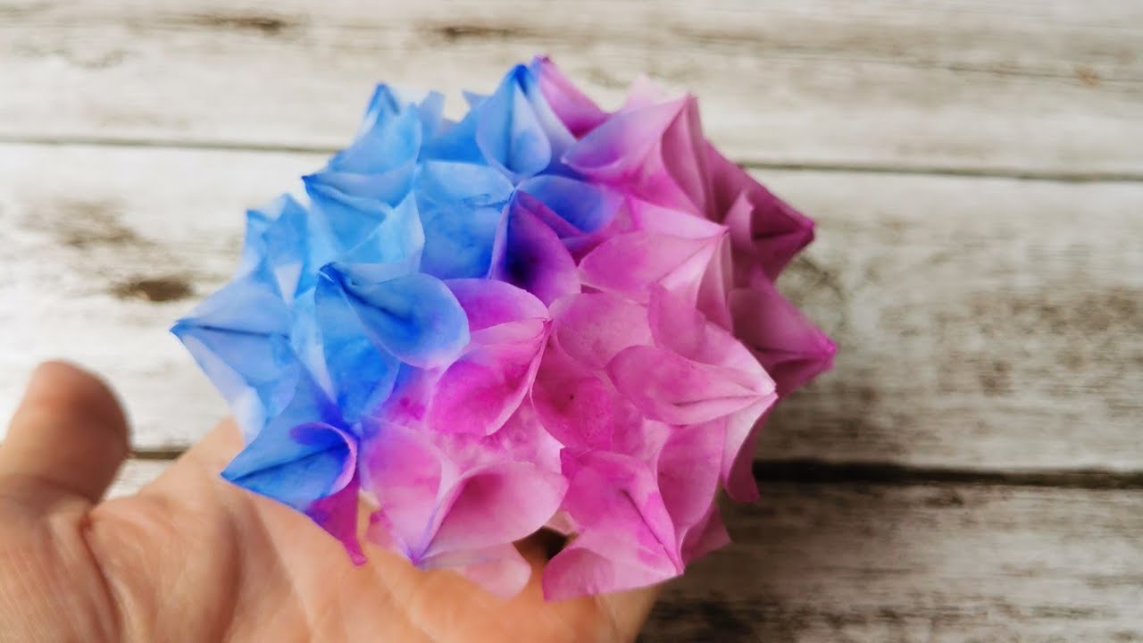 DIY 折り紙 紫陽花 /paper hydrangea - YouTube