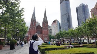 Huaihai Road Night｜Walking Shanghai Downtown 4K ｜Xujiahui｜Overpass Viewing Platform｜TPY Center Shopp