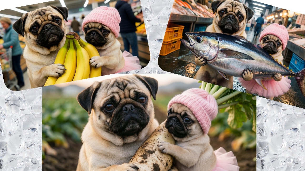 【癒しパグ】「パパ、食べたい！」パグ太と娘のほっこり料理まとめ３本