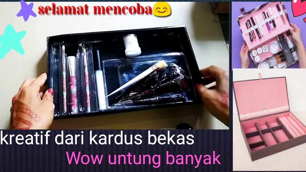  Membuat  tempat Make  up  Henna dari kotak  bekas how to 