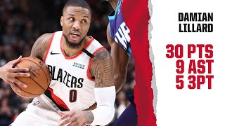 Damian Lillard (30 PTS, 9 AST) Highlights | Trail Blazers vs. Hornets