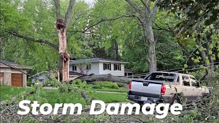 Wisconsin Storm / Tree falls on movi g truck!