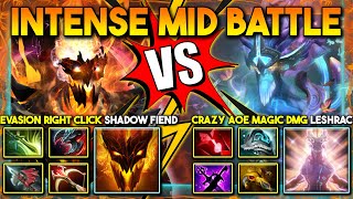 INTENSE MID BATTLE Between Evasion Right Click Shadow Fiend Vs. Crazy AoE Magic Damage Leshrac DotA