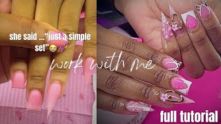 WORK WITH ME ACRYLIC FULL SET 🏝️💕| step by step ♡
