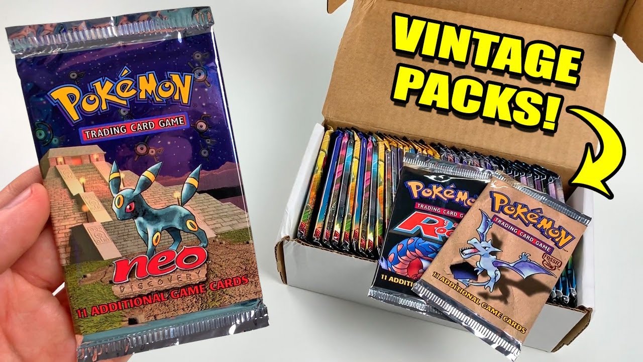 VINTAGE POKEMON CARD PACKS that is DECADES OLD in a CUSTOM BOOSTER BOX OPENING! - YouTube