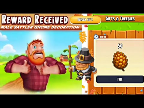 HAYDAY Male Sattler Gnome Decoration Free Redeem And 50 Pine Cones Claim In Hayday