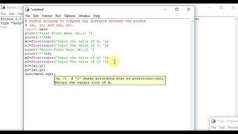 Python program to compute the distance between the points