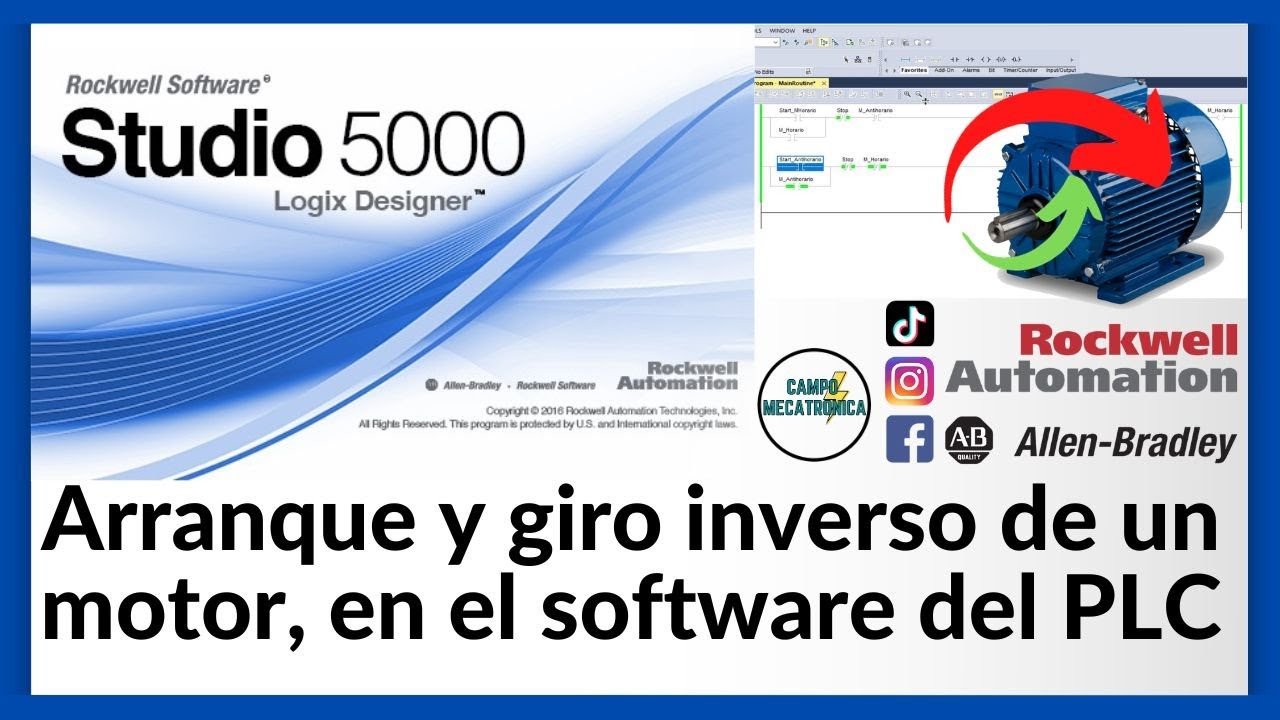 Allen Bradley 2024 | Programación PLC de un arranque y paro, además de hacer giro inverso de motor 💪