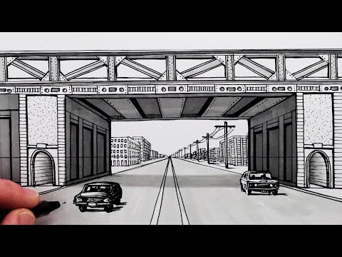How to Draw using 1-Point Perspective: Road and Bridge