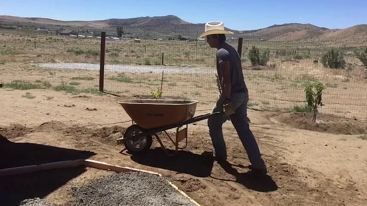 Pouring Pad for Hot Tub with Shovel and Wheelbarrow