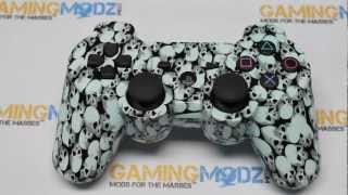 "Glow in the Dark Mini Skulls" Playstation 3 Modded Controller