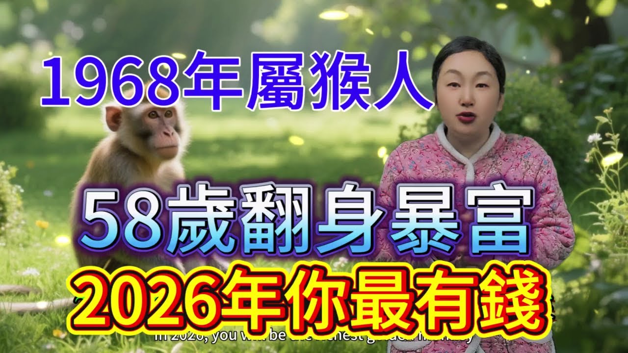 花甲屬猴享榮華！1968年屬猴的長輩們！58歲不是坎，2026年你就是最有錢的“金猴”！