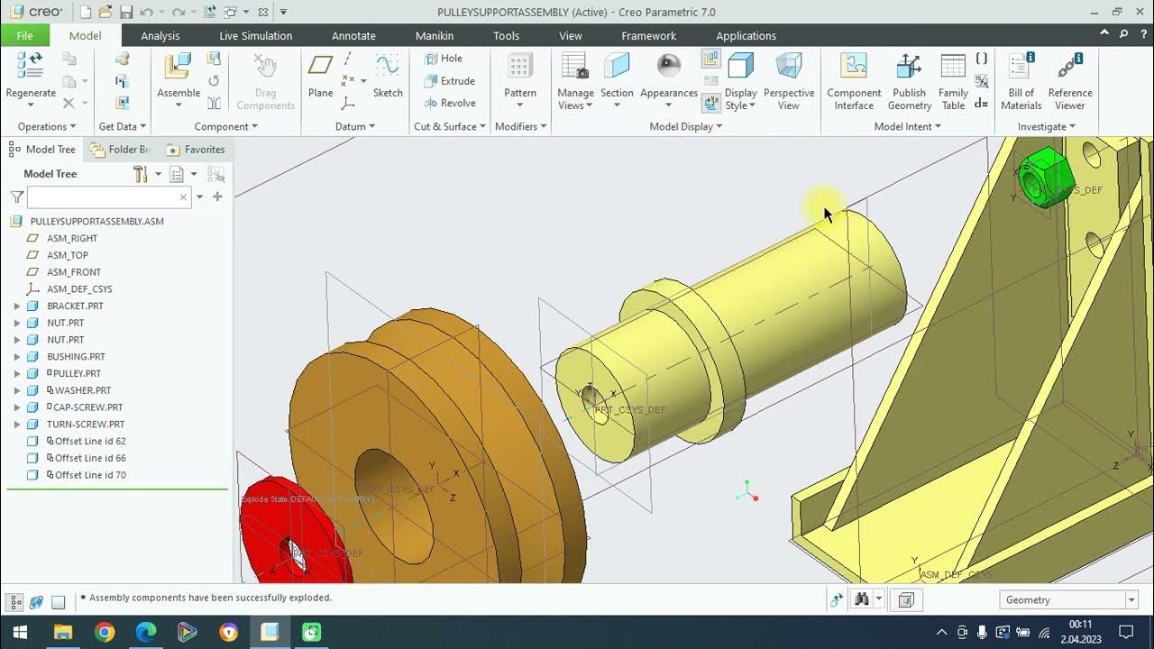 Creo Parametrik Montaj Proje 7 Pulley Support Assembly YouTube