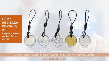 Fully Epoxy NFC Tag Keychain Shiny 13.6MHz NTAG213/216 Social Media NFC cards with Elastic Rope