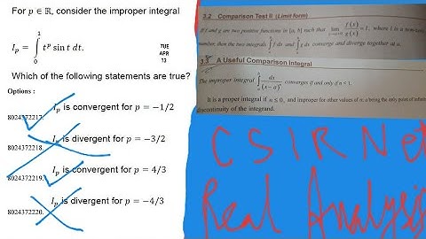 csir net nov 2020  question on converges of Improper integral