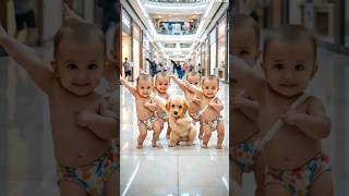 Twin Babies &amp; Puppy Clean the Mall! 😍 Cutest Dance While Mopping | Funny BabyVideo 2025.