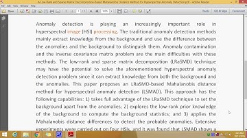 A Low Rank and Sparse Matrix Decomposition Based Mahalanobis Distance Method for Hyperspectral Anoma