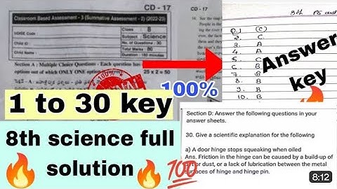 Answer key 8th science ps & ns cba3 sa2 question paper 2023 telugu medium ap 8th class science cba3