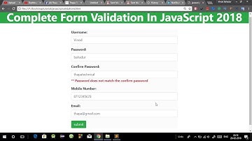 Complete Form Validation in JavaScript in Hindi [ Registration form validation using JavaScript ]