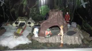 Star Wars Dagobah Diorama im Schrank mit Kenner Playset + X-Wing von 1980 The Empire Strikes Back