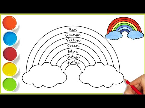 How to Draw a Rainbow and Clouds Easy With Colouring || Rainbow Drawing penting step by step drawing