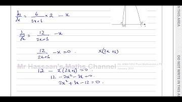 WMA13/01 IAL (Edexcel) P3  January 2022,  Q5c, Differentiation, Stationary Points