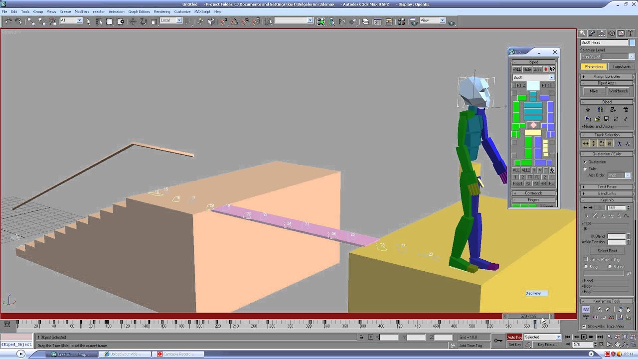 3ds max biped footstep 3 - YouTube