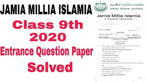 JMI Class 9th Solved Entrance Question Paper 2020 || Class IX (2020) Answer key Jamia