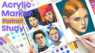 Acrylic Marker Portrait Study | Step-by-Step Tutorial | Paint with Me | Relaxing Painting Video✨🎨