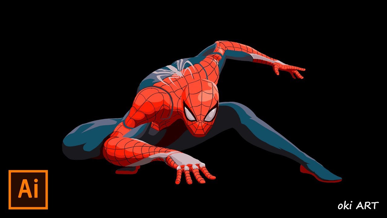 Drawing Spider Man Ps4 Ver Illustrator イラストメイキング スパイダーマン Ps4 Ver Youtube