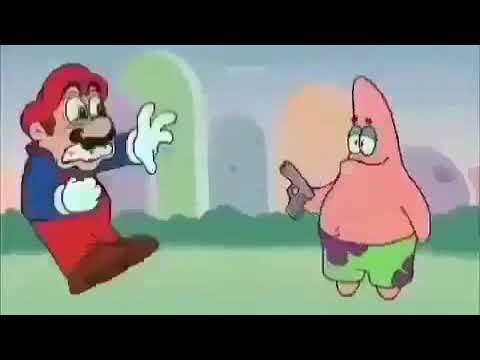 Patrick pulls out a gun and kills mario