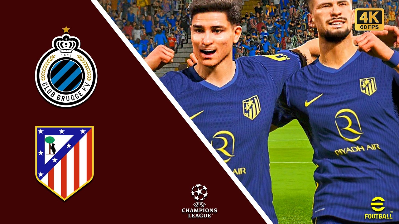 Club Brugge vs Atlético Madrid | Champions League 2025-26 | Efootball | 4K 60FPS