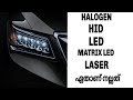 Halogen, HID , LED , Matrix LED and LASER headlights explained | Malayalam Video| Informative Engine