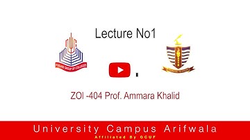 ZOL -404: Lecture No. 1 by Prof Ammarah Khalid  Animal Form & Function 1 Zoology 4th