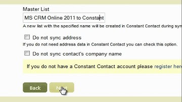 Microsoft Dynamics CRM 2011 Online Sync for Constant Contact