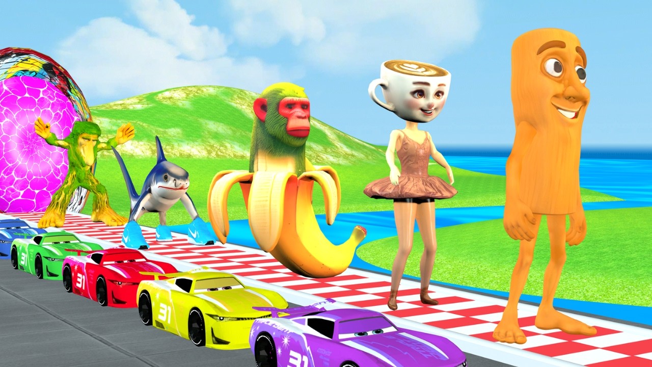 Long Slide Game with Cow Elephant Gorilla Hippopotamus Tiger 3d Animal Game Funny 3d Animals