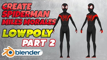 Creating Lowpoly Spiderman Miles Morales Blender Timelapse Part II