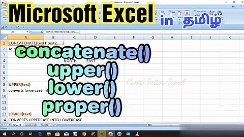 Excel-how to use concatenate, upper, lower,proper text functions in tamil